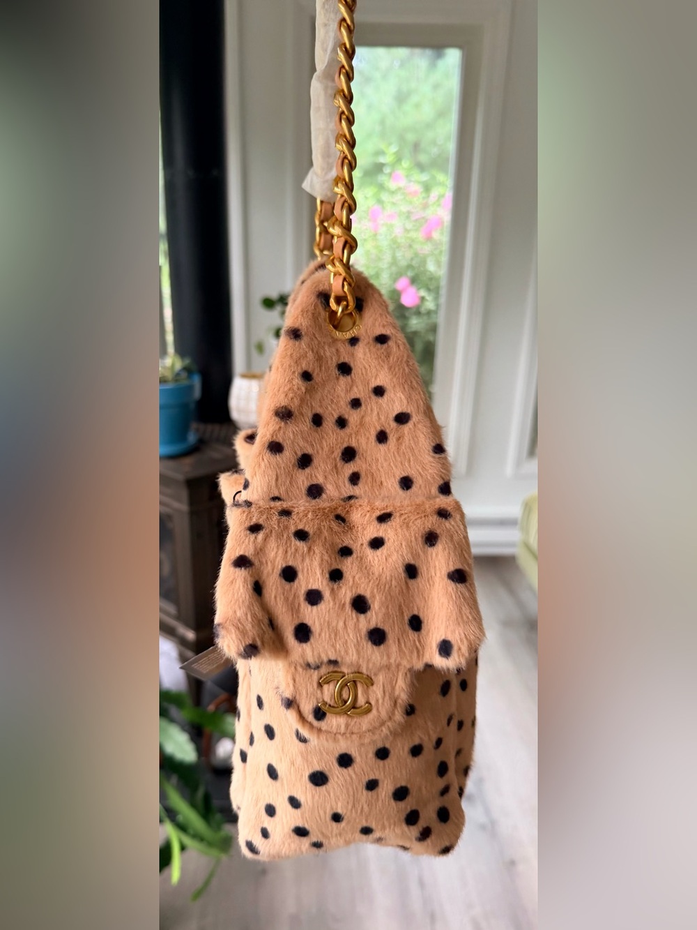 FULL SET NEW Source Unknown Chanel Pony Hair Mini 25 Cheetah Polka Dot Print Bag - Picture 4 of 16